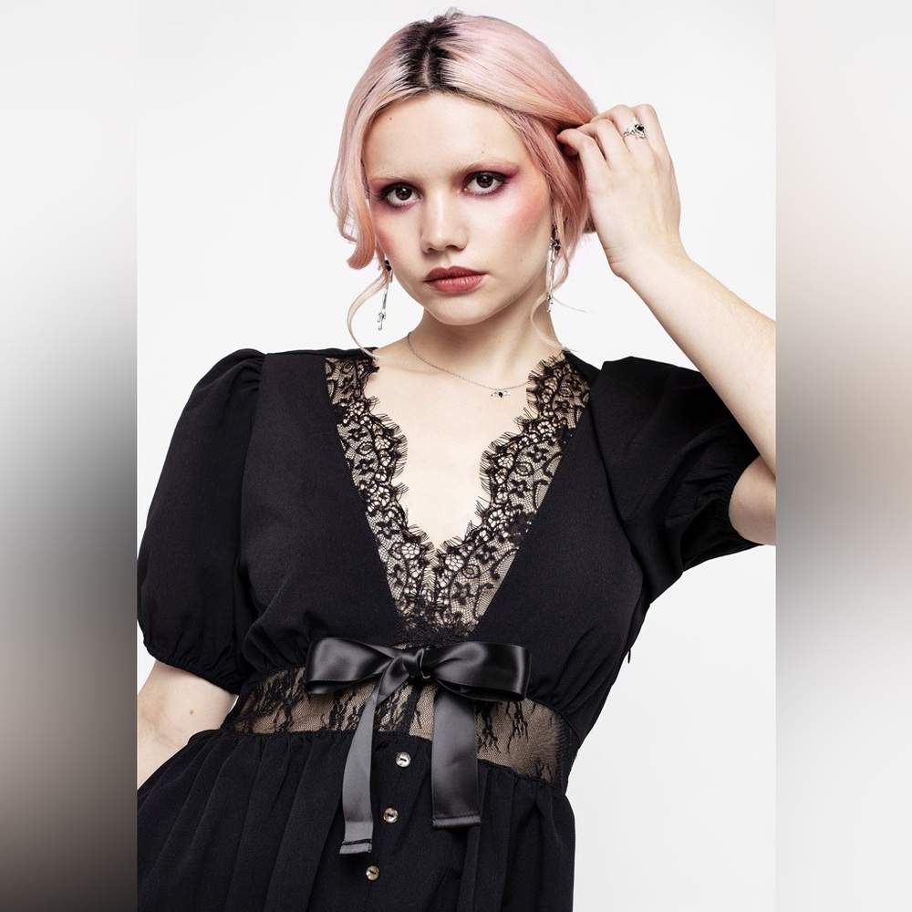 NWT Disturbia Mortuary Lace Button Up Mini Dress US 14 / UK 18 - Picture 4 of 12